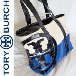 Tory Burch Blue Cream Tote Bag